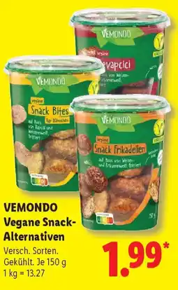 Lidl VEMONDO Vegane Snack- Alternativen Angebot