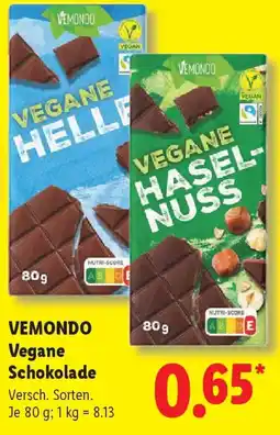 Lidl VEMONDO Vegane Schokolade Angebot