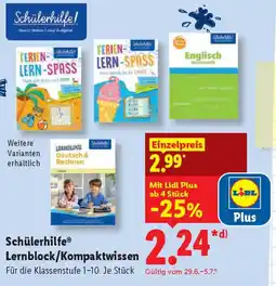 Lidl Schülerhilfe Lernblock/Kompaktwissen Angebot