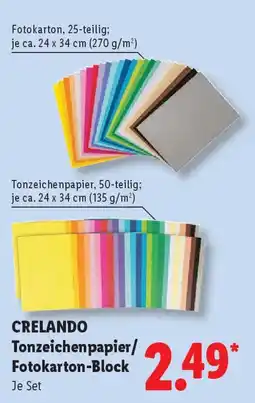 Lidl CRELANDO Tonzeichenpapier/ Fotokarton-Block Angebot