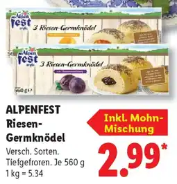 Lidl ALPENFEST Riesen- Germknödel Angebot