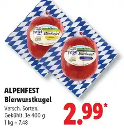 Lidl ALPENFEST Bierwurstkugel Angebot