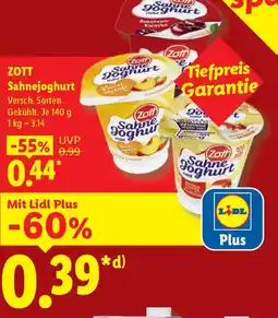Lidl ZOTT Sahnejoghurt Angebot
