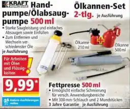 Norma KRAFT WERKZEUGE Handpumpe/Ölabsaugpumpe/ Ölkannen-Set Angebot