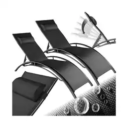 Netto Marken-Discount tectake Aluminium 2er Set Gartenliege, Textilene-Gewebe, abnehmbares Kopfpolster, 180 x 59 x 50 cm Angebot