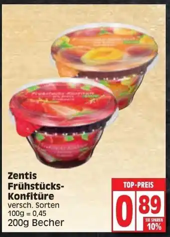 Edeka Zentis Frühstücks Konfitüre 200g Becher Angebot