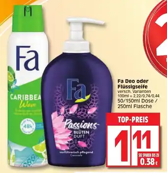 Edeka Fa Deo oder Flüssigseife 50/150/250ml Angebot