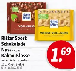 Nah & Frisch Ritter Sport Schokolade Nuss- oder Kakao-Klasse Angebot