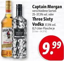 Nah & Frisch Captain Morgan oder Three Sixty Vodka Angebot
