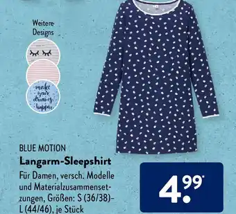 Aldi Süd Blue Motion Langarm Sleepshirt Angebot