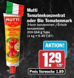 AEZ Mutti Tomatenkonzentrat oder Bio Tomatenmark Angebot