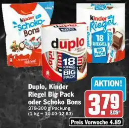 AEZ Duplo, Kinder Riegel Big Pack oder Schoko Bons Angebot