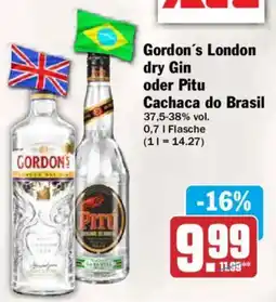AEZ Gordon's London dry Gin oder Pitu Cachaca do Brasil Angebot