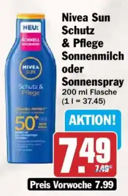 AEZ Nivea Sun Schutz & Pflege Sonnenmilch oder Sonnenspray Angebot