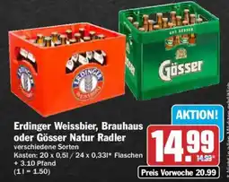 AEZ Erdinger Weissbier, Brauhaus oder Gösser Natur Radler Angebot