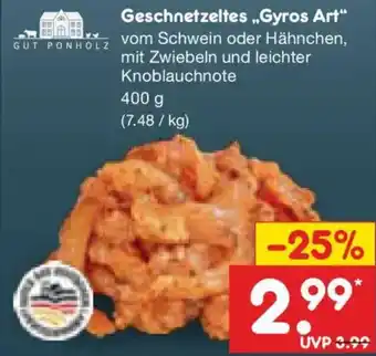 Netto Marken-Discount GUT PONHOLZ Geschnetzeltes Gyros Art Angebot