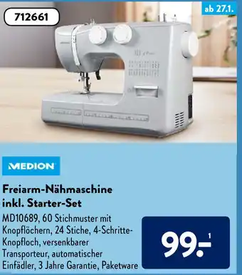 Aldi Süd Medion Freiarm Nähmaschine inkl. Starter Set Angebot