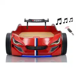 Netto Marken-Discount Autobett Kinder 90x200 Jungen LED Leuchte Unterbodenbeleuchtung Sound Fernbedienung Angebot