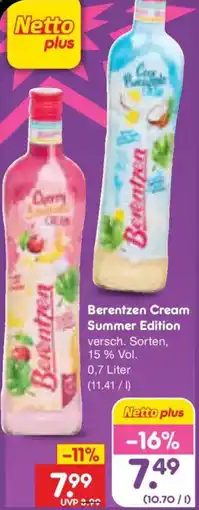 Netto Marken-Discount Berentzen Cream Summer Edition Angebot