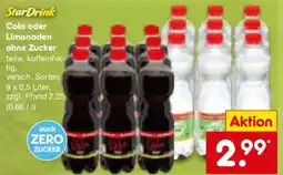 Netto Marken-Discount StarDrink Cola oder Limonaden ohne Zucker Angebot