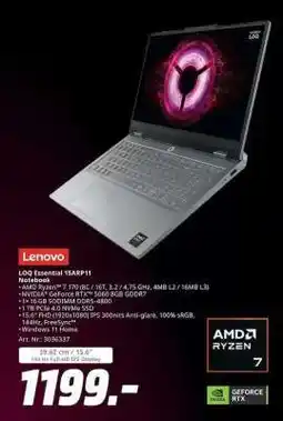 MediaMarkt Lenovo LOQ Essential 15ARH1 Angebot