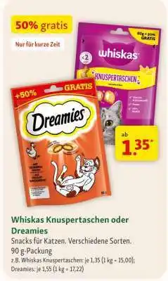 Fressnapf WHISKAS Knuspertaschen oder DREAMIES Angebot