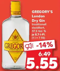 Kaufland GREGORY'S London Dry Gin Angebot