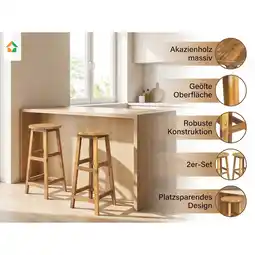 Netto Marken-Discount 2er-Set Barstuhl aus Akazienholz, ca. 34 x 34 x 76 cm - Braun Angebot