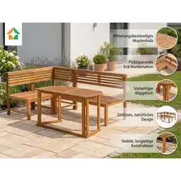 Netto Marken-Discount Balkontisch-Set mit Eckbank - Eukalyptusholz - Flexibel & wetterfest Angebot