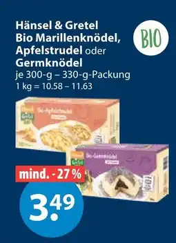 V Markt Hänsel & gretel bio marillenknödel, apfelstrudel oder germknödel Angebot
