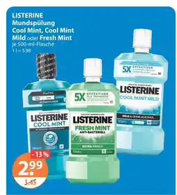 V Markt Listerine mundspülung cool mint, cool mint mild oder fresh mint Angebot