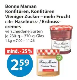 V Markt Bonne maman konfitüren, konfitüren weniger zucker – mehr frucht oder haselnuss- / erdnusscremes Angebot