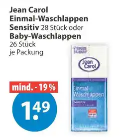 V Markt Jean carol einmal-waschlappen sensitiv oder baby-waschlappen Angebot