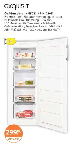 V Markt Exquisit gefrierschrank gs231-nf-h-040d Angebot