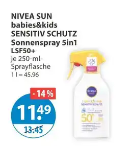 V Markt Nivea sun babies&kids sensitiv schutz sonnenspray 5in1 lsf50+ Angebot