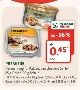 Fressnapf Premiere nassnahrung für katzen soft mousse huhn Angebot