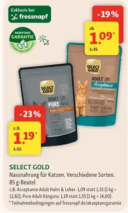 Fressnapf Select gold acceptance adult huhn & leber Angebot