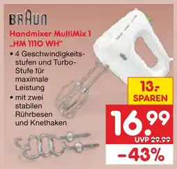 Netto Marken-Discount Braun handmixer multimix 1 „hm 1110 wh“ Angebot