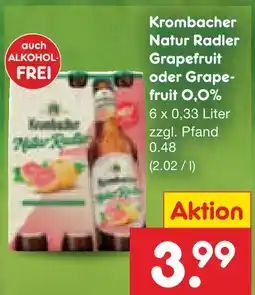 Netto Marken-Discount Krombacher natur radler grapefruit Angebot