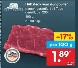 Netto Marken-Discount Gut ponholz hüftsteak vom jungbullen Angebot