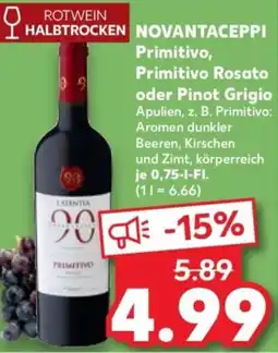 Kaufland NOVANTACEPPI Primitivo, Primitivo Rosato oder Pinot Grigio Angebot