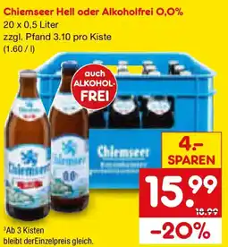 Netto Marken-Discount Chiemseer Hell oder Alkoholfrei 0,0% Angebot
