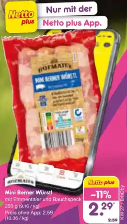 Netto Marken-Discount Hofmaier Mini Berner Würstl Angebot
