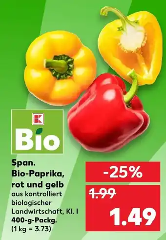 Kaufland Span Bio-Paprika rot und gelb 400g-Packg. Angebot