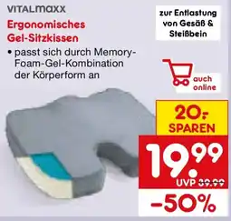 Netto Marken-Discount VITALMAXX Ergonomisches Gel-Sitzkissen Angebot