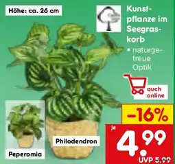 Netto Marken-Discount Kunstpflanze im Seegraskorb Angebot