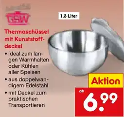 Netto Marken-Discount GSW Thermoschüssel mit Kunststoffdeckel Angebot
