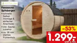 Netto Marken-Discount ARTSAUNA Fasssauna Spitzbergen Angebot