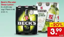 Netto Marken-Discount Beck's Pils oder Green Lemon Angebot