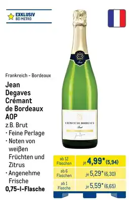 METRO Jean Degaves Crémant de Bordeaux AOP z.B. Brut Angebot